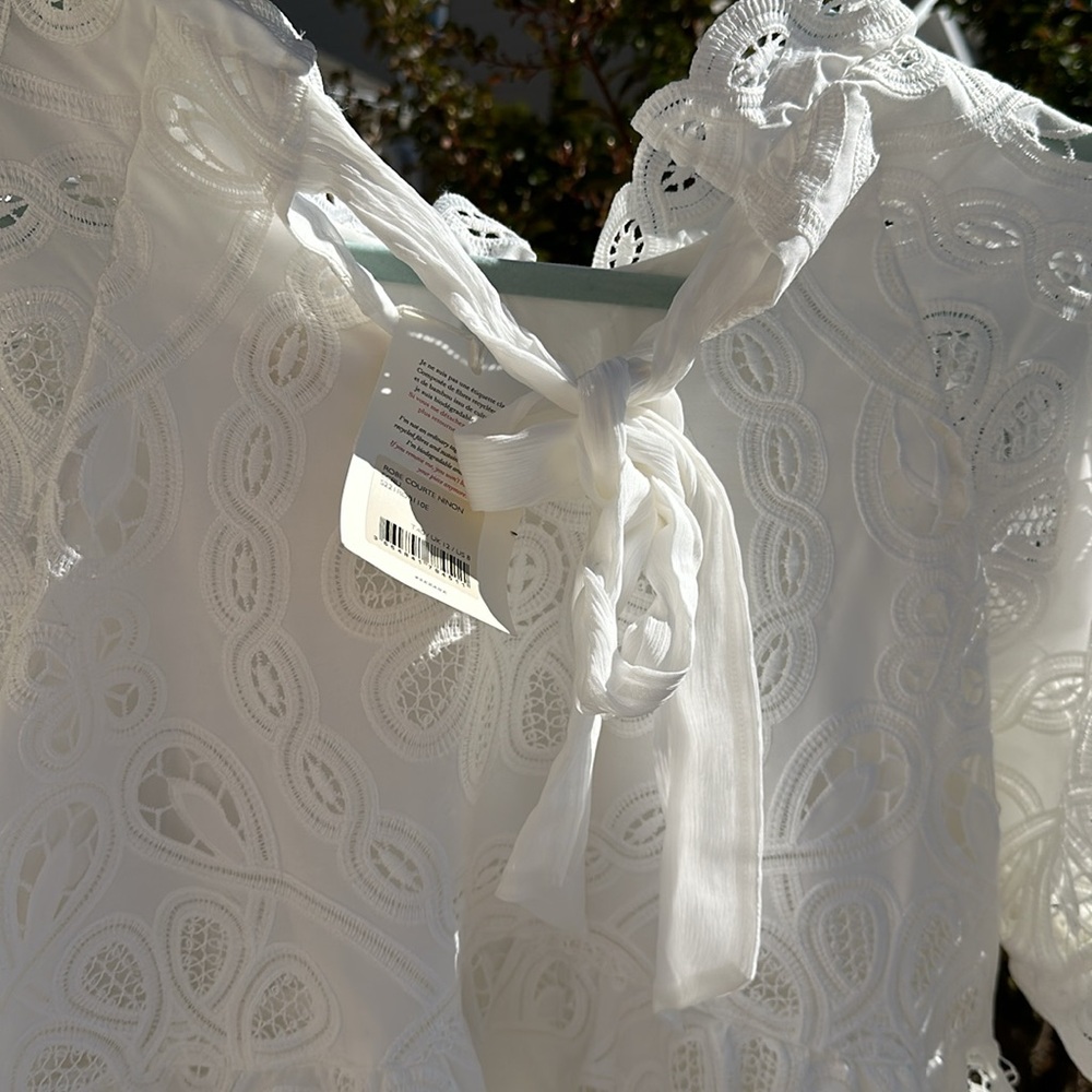 STUNNING Sezane dress 8 white lace wedding bridal shower rehearsal influencer - Picture 9 of 15
